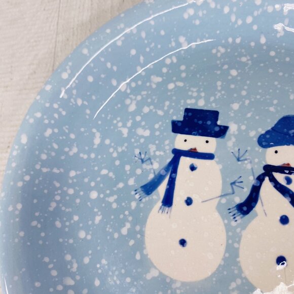 Home Target WINTER FROST Hand Painted Snowman Stoneware Blue Salad Plates Set 4 - Picture 15 of 16
